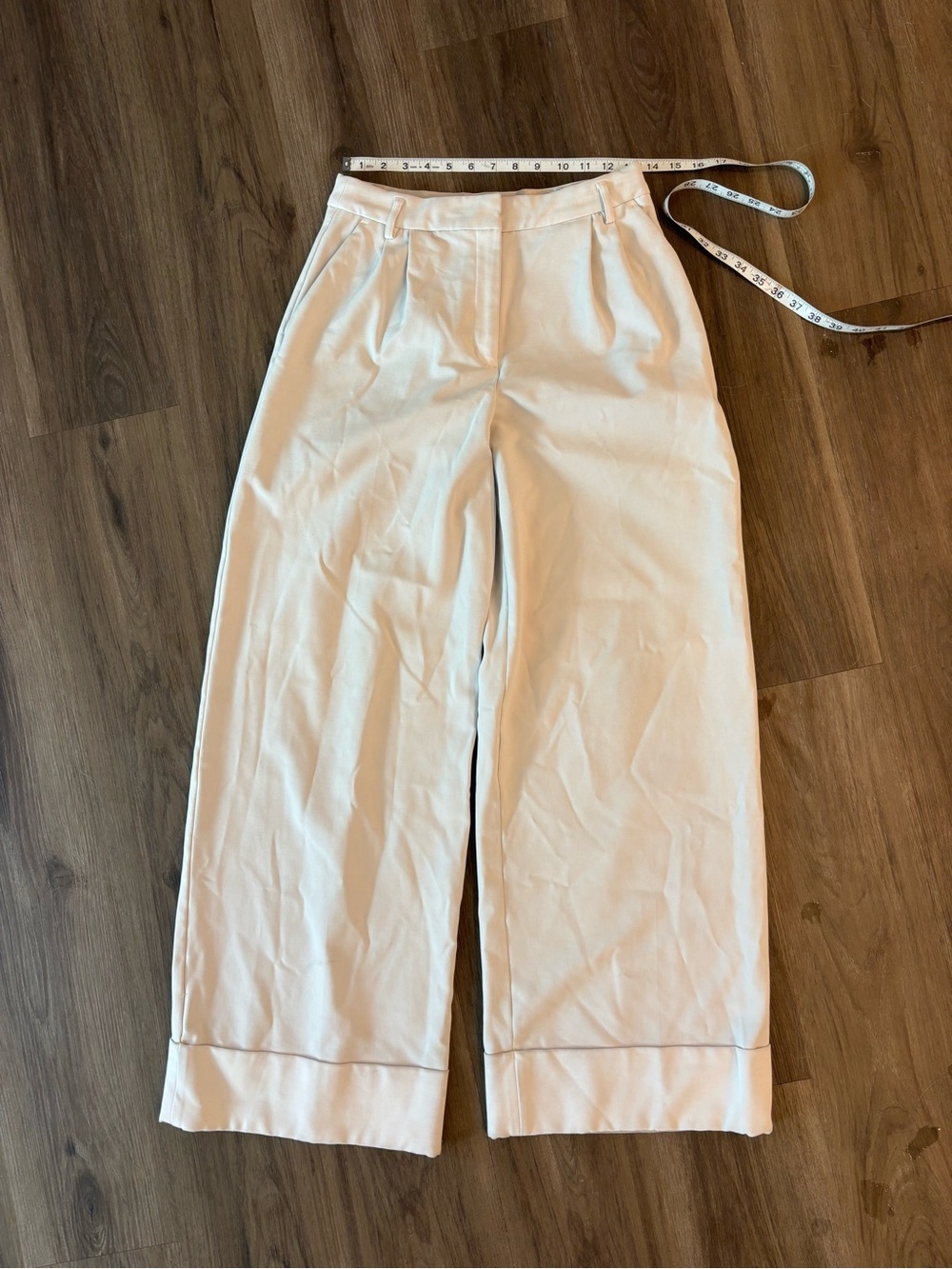 Express Cream Wide-Leg High-Waist Trousers